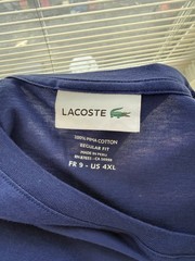 Lacoste 4XL Royal Blue Pima Cotton Crew Neck T Shirt Embroidered Crocodile Logo