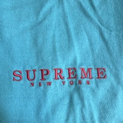 Supreme Logo Cotton Knit Crew Neck Long Sleeve T-Shirt Cyan Men’s Size M