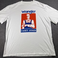 Wrangler – Casey Jones White Graphic Print Tee T-Shirt Large Train Locomotive