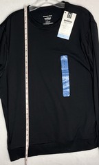 Mens Large Favorite Soft Pullover Black Shirt Front Zipped Pocket Members Mark