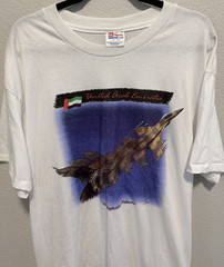 Vintage UAE F-16 Falcon T Shirt Single Stitch 50/50 Mens Large Military Jet