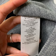 Vince Shirt Mens L Large Gray Thermal Knit Cotton Blend Crew Neck Long Sleeve