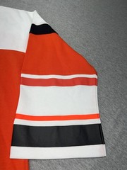 P.E Shirt Mens Small Orange White Hockey Jersey Lace Up Long Sleeve Top