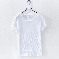Retro Raw Edge T-Shirt for Men, 100% Cotton, Lightweight,Breathable,Slim-fit
