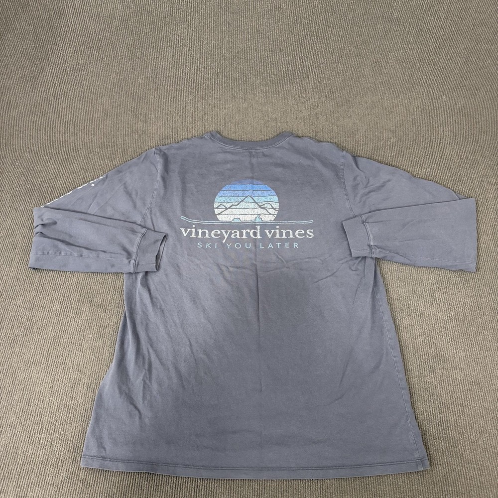 Vineyard Vines Shirt Mens Large Gray Ski You Later Long Sleeve Graphic Tee