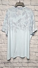 AMERICAN RAG XXL LIGHT BLUE TROPICAL FLORAL LEAF INSIDE OUT RAW EDGE SHIRT TEE