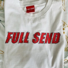 Full Send Black Barbed Wire Logo Men’s White T-Shirt Size Large
