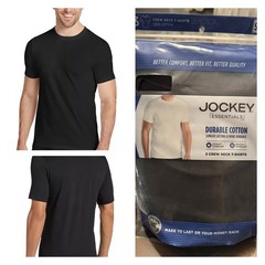 JOCKEY ESSENTIALS 3-Pack Men’s Crew Neck T-Shirts Durable Cotton Black Size Med
