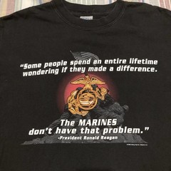 Vintage USMC US Marine Corps Ronald Reagan Quote T-Shirt Medium Y2K Gildan