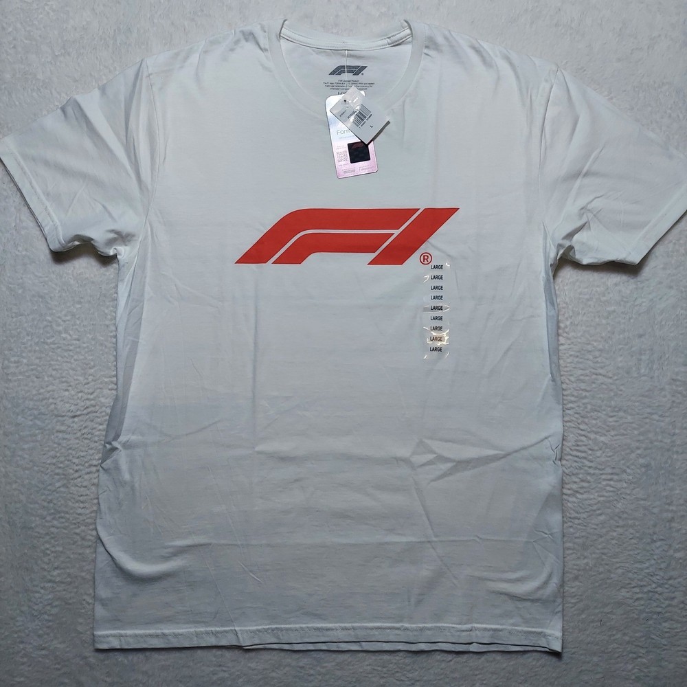 Formula 1 T-Shirt Mens Large White Brand New F1 Logo Graphic Tee Hybrid Apparel