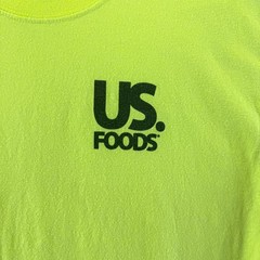 US Foods Mens Neon Safety Yellow Short Sleeve Logo T-Shirt Large High Vis