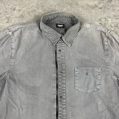 Hudson Shirt Mens Large Gray Full Zip Sun Fade Vintage USA Preowned
