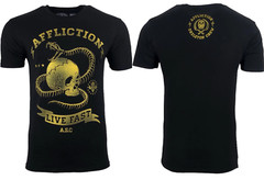 AFFLICTION SNAKE EYES Men’s T-shirt BLACK Biker MMA