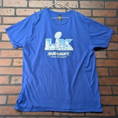 Hanes Men’s Super Bowl 50 Bud Light Graphic Tee Royal Blue Size XL