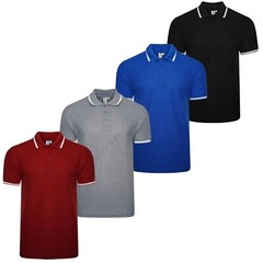4 / 6 Pack Mens Polo Shirt Multipack Set Short Sleeve Pique Top Tipping T-Shirt