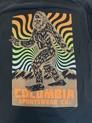 Columbia Black Bigfoot Graphic Print T-Shirt Crew Neck Short Sleeve Cotton S