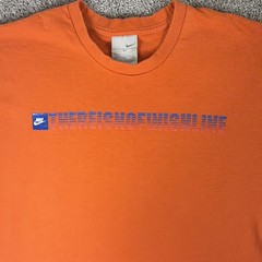 Vtg Nike Shirt Mens XL Orange There is No Finish Line Double Sided Y2K Sports