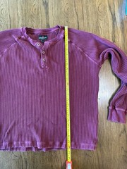 American Giant Henley Shirt Mens L Red Waffle Knit Thermal Long Sleeve USA