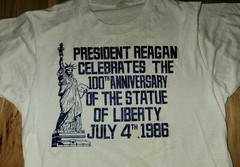 Vtg. 1986 President Reagan Political T Shirt July 4th Statue Liberty Large USA