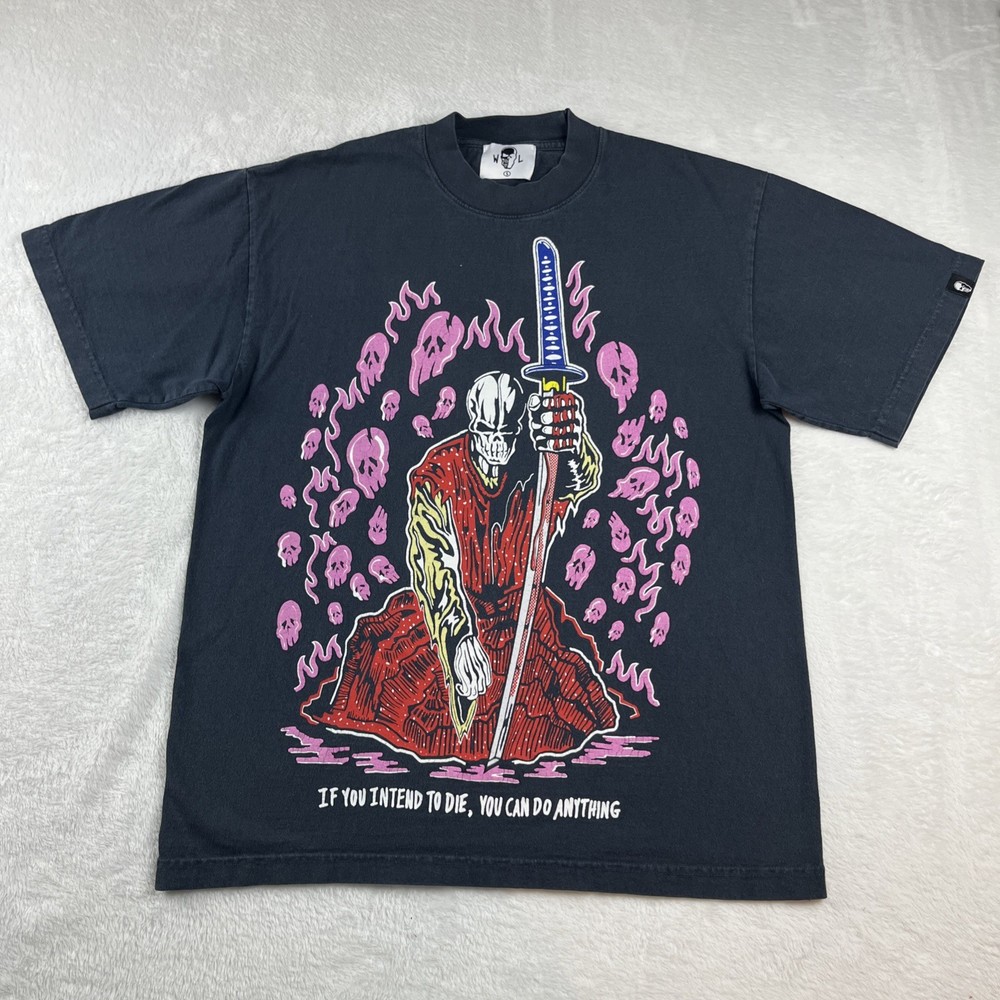 Warren Lotas Pink Skull Puff Print T Shirt Size Small Distressed USA Made