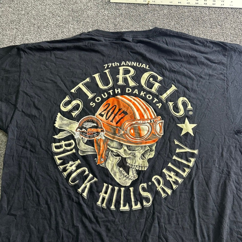 Fruit of the Loom T-Shirt Mens XL Black 2017 Sturgis Black Hills Rally Biker Tee