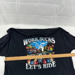 Good Sports Work Sucks Let’s Ride Y2K T-Shirt Mens XL Black Biker Graphic 2008
