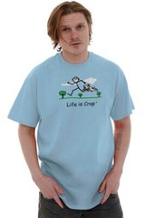 Life is Crap Dog Chasing Runner Unlucky Gift Mens Short Sleeve Crewneck Tee