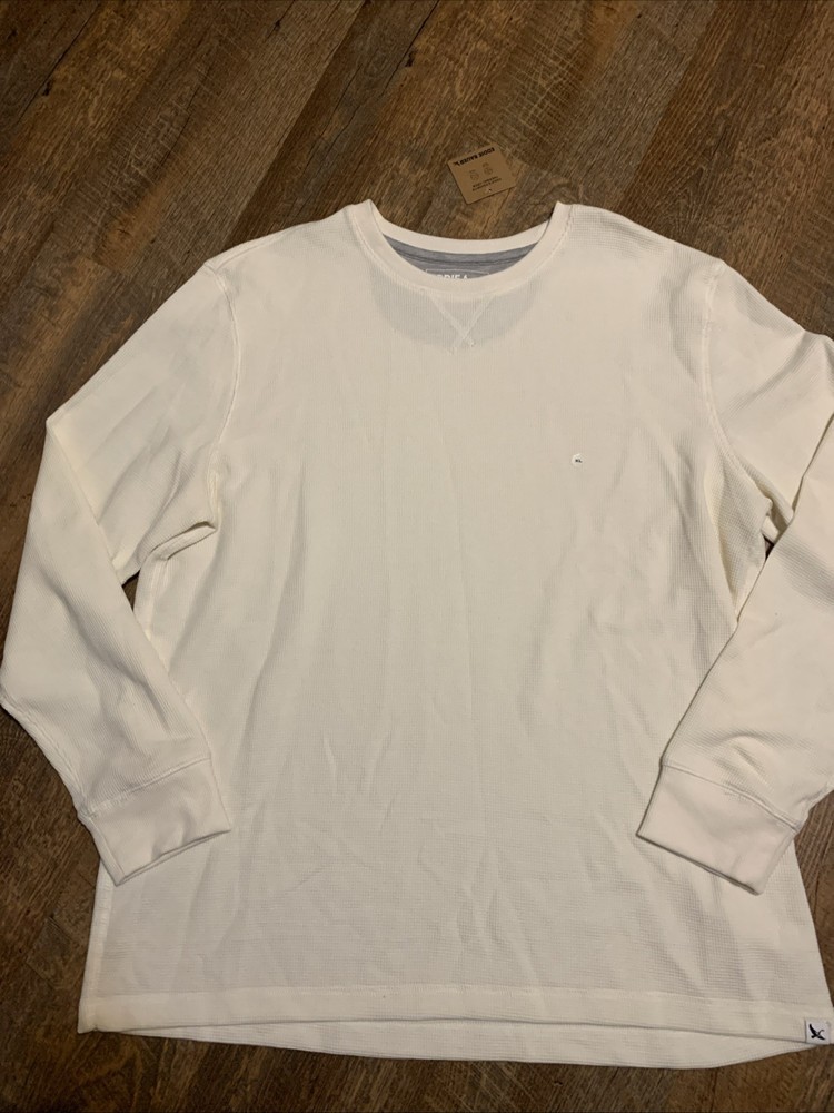 NEW Eddie Bauer Mens XL Waffle Knit Ivory Thermal Long Sleeve Crewneck Shirt