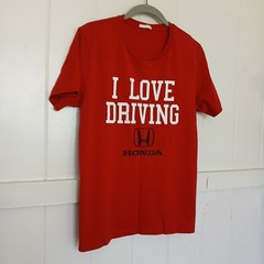 Honda × GU T-Shirt I Love Driving HONDA Men’s Medium Red Graphic Logo Spell Out