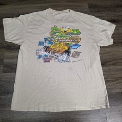 Gildan Mens XL T-Shirt Tan Frog Follies 2017 Car Show Graphic Hot Rod Ribit