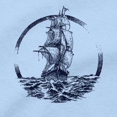 Sailing Ship T Shirt Sailors Sail Oceans Seas Sloop Schooner Pirate Tattoos Tee
