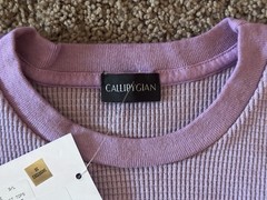 Size L – Callipygian Waffle Knit Baby Tee Lavender Made in USA Tight Fit New