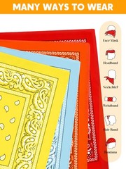 12 Pack Novelty Bandanas Paisley Print Cowboy Bandana Handkerchiefs, Assorted…