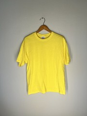 Hanes Heavyweight 50/50 Blank T-Shirt L Yellow Y2K Vintage Made in El Salvador