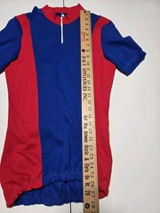 Vintage 80s L Blue Red CYCLING RACING JERSEY SHIRT Made In Italy Acrylic