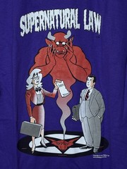 Y2K Supernatural Law Graphitti Designs Comic Graphic Tee Purple Hanes Shirt L