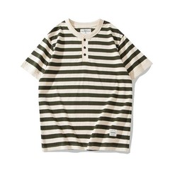 Mens Sailor’s Shirt Striped T-Shirt Retro Classic Henry Short Sleeve Cotton TEE