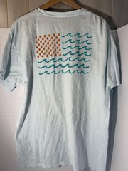 ComfortWash Men’s L Light Blue Cotton Knit Crew Neck Beach Graphic Logo Tee