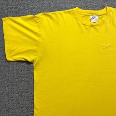 Vintage 90s Nike White Tag Shirt XL Yellow Embroidered Mini Swoosh Made In USA