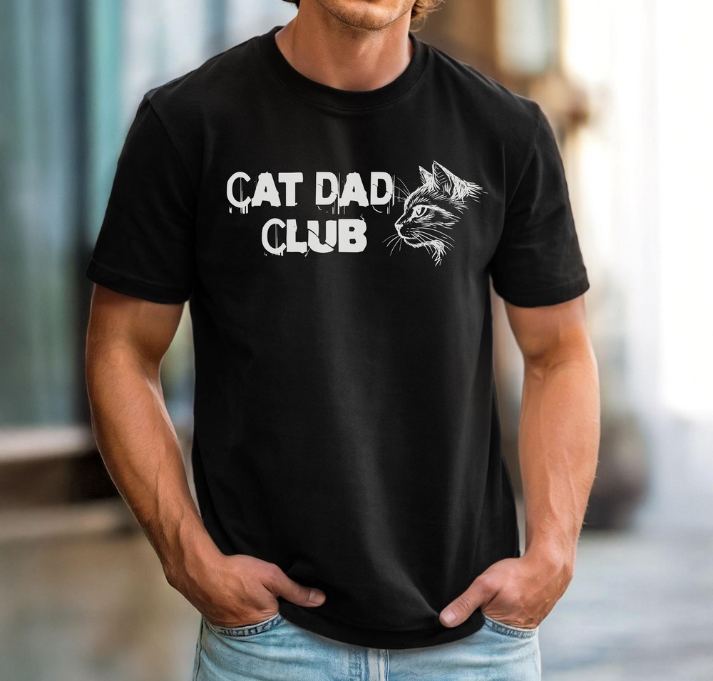 Cat Dad Sketch Graphic Tee, Cat Face Shirt