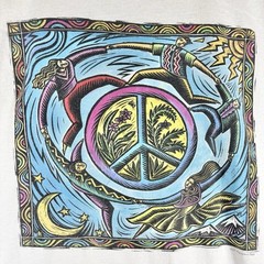 Vintage Human-i-Tees T Shirt World Peace Single Stitch XL White 90s Y2K Original