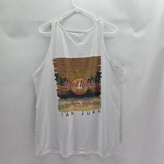 Hardrock Cafe San Juan Men Chest Size 42 Inches White Sleeveless Cotton T-shirt