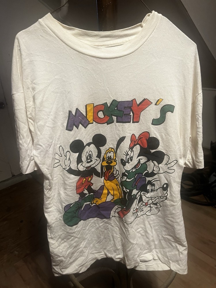 VTG DISNEY MICKEY’S FRIENDS T-SHIRT MENS LARGE AOP 80s 90s
