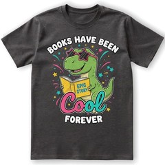 Books Have Been Cool Forever T-Shirt Cute T-Rex Reading Dinosaur Student
