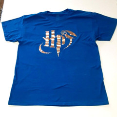 Harry Potter Gold Foil HP Logo and Snitch Blue T-Shirt Large