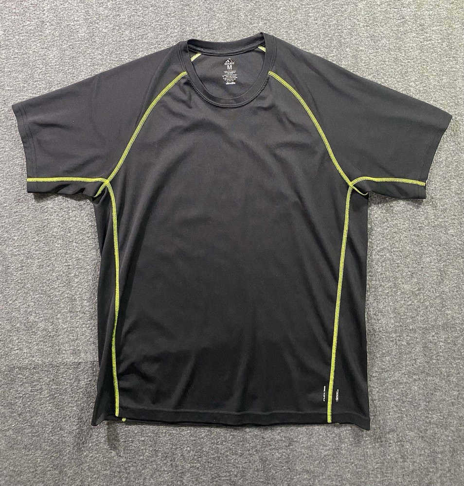 Adidas Climate Short Sleeve T-shirt Black with Neon Yellow Stitching Size M