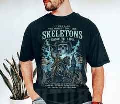 Skeleton Cowboy Shirt, Western Horror Graphic Tee, Night Skeletons Came To Life