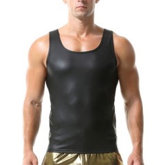 Slim-fit Men’s Faux Leather Tank Tops Sexy Sleeveless T-shirts Vest Undershirts