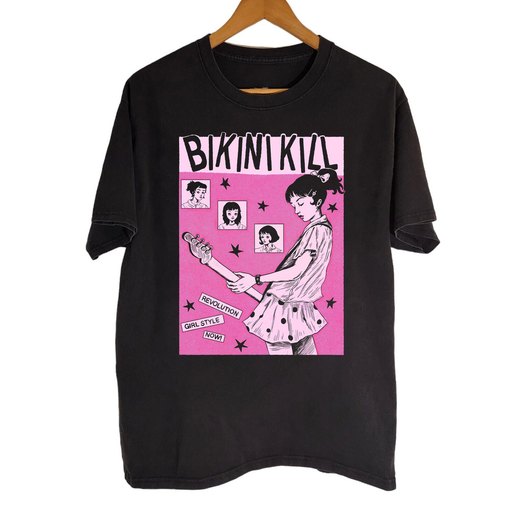 RARE! Bikini Kill Black Cotton Shirt Full size S-5XL BS1764