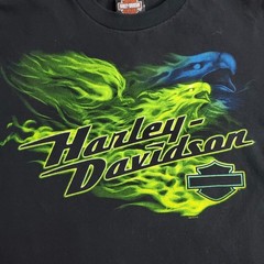 Harley Davidson T Shirt Mens Sz Large Black Rommel Smyrna DE Bike Jet Eagles USA